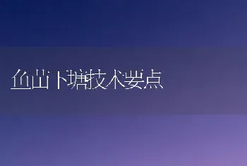 鱼苗下塘技术要点