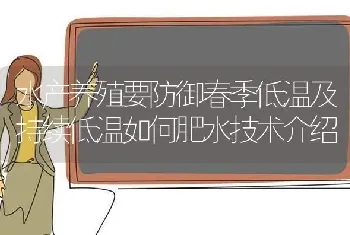 水产养殖要防御春季低温及持续低温如何肥水技术介绍