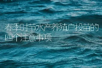 春季时节水产养殖户投苗的四个注意事项