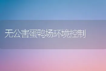 无公害蛋鸭场环境控制