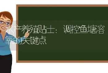 水产养殖贴士：调控鱼塘溶氧的关键点