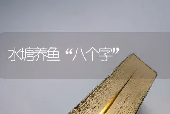 水塘养鱼“八个字”