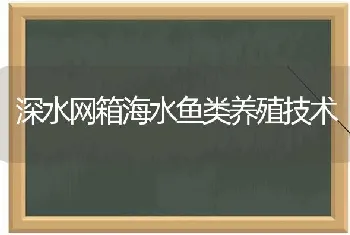 深水网箱海水鱼类养殖技术