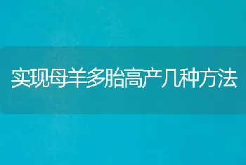 实现母羊多胎高产几种方法