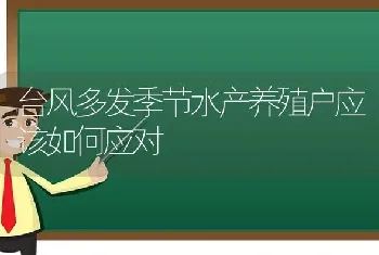 台风多发季节水产养殖户应该如何应对