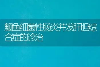 鮰鱼细菌性肠炎并发肝胆综合症的诊治