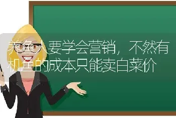 养鱼人要学会营销,不然有机鱼的成本只能卖白菜价