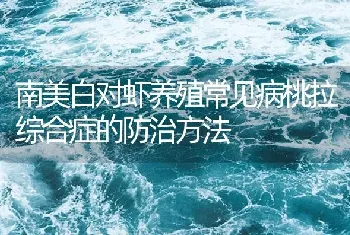 南美白对虾养殖常见病桃拉综合症的防治方法