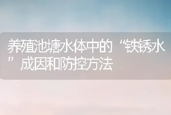 养殖池塘水体中的“铁锈水”成因和防控方法