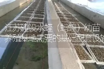 江苏建设水蛭(蚂蝗)幼苗养殖基地需要的基础配套设施