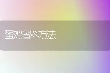 蛋鸡省料方法