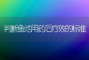 判断鱼池用药后疗效的标准