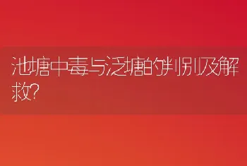 池塘中毒与泛塘的判别及解救?