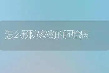 怎么预防家禽的胚胎病