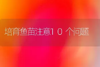 培育鱼苗注意10个问题