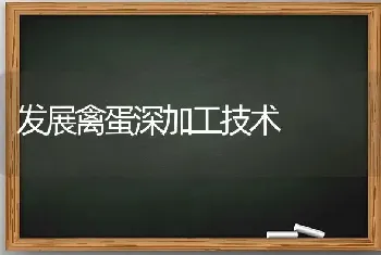 发展禽蛋深加工技术