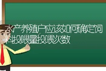 水产养殖户应该如何确定饲料投喂量投喂次数