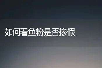 如何看鱼粉是否掺假