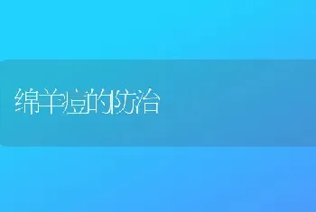 绵羊痘的防治