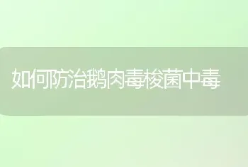 如何防治鹅肉毒梭菌中毒