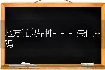 地方优良品种---崇仁麻鸡