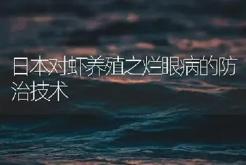 日本对虾养殖之烂眼病的防治技术