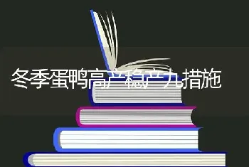 冬季蛋鸭高产稳产九措施