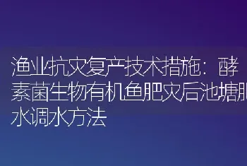 渔业抗灾复产技术措施：酵素菌生物有机鱼肥灾后池塘肥水调水方法