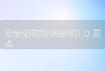 安全使用饲料粉碎机10要点