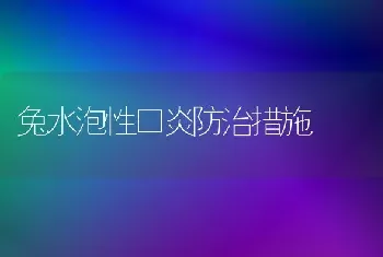 兔水泡性口炎防治措施