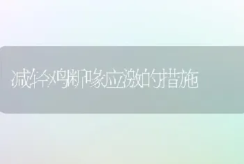 减轻鸡断喙应激的措施