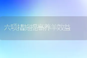 六项措施提高养羊效益