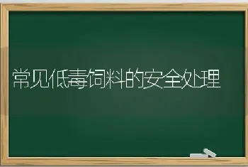 常见低毒饲料的安全处理