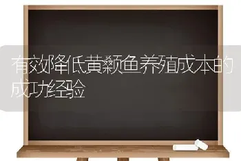 有效降低黄颡鱼养殖成本的成功经验