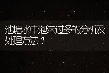 池塘水中泡沫过多的分析及处理方法?