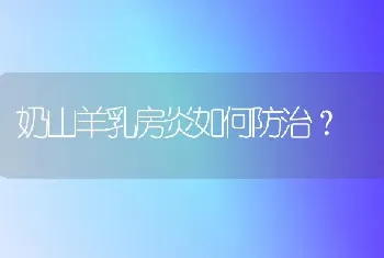 奶山羊乳房炎如何防治?