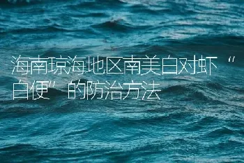 海南琼海地区南美白对虾“白便”的防治方法