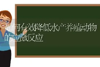 如何有效降低水产养殖动物的应激反应