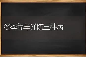 冬季养羊谨防三种病