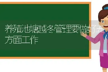 养殖池塘越冬管理要做好五方面工作