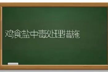 鸡食盐中毒处理措施