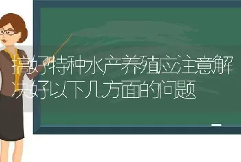 搞好特种水产养殖应注意解决好以下几方面的问题