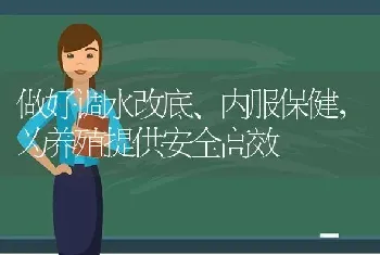 做好调水改底、内服保健,为养殖提供安全高效