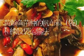 黄颡鱼苗种的帆布箱(袋)和橡胶袋运输法