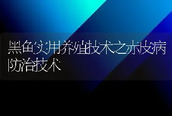 黑鱼实用养殖技术之赤皮病防治技术