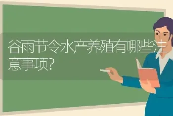 谷雨节令水产养殖有哪些注意事项?