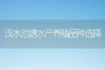 浅水池塘水产养殖品种选择