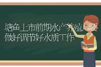 塘鱼上市前期水产养殖户要做好调节好水质工作