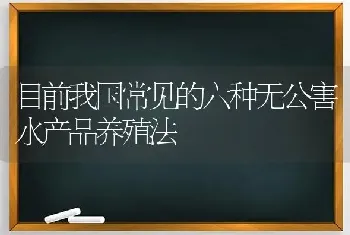 目前我国常见的六种无公害水产品养殖法