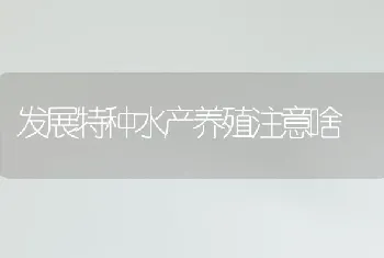 发展特种水产养殖注意啥